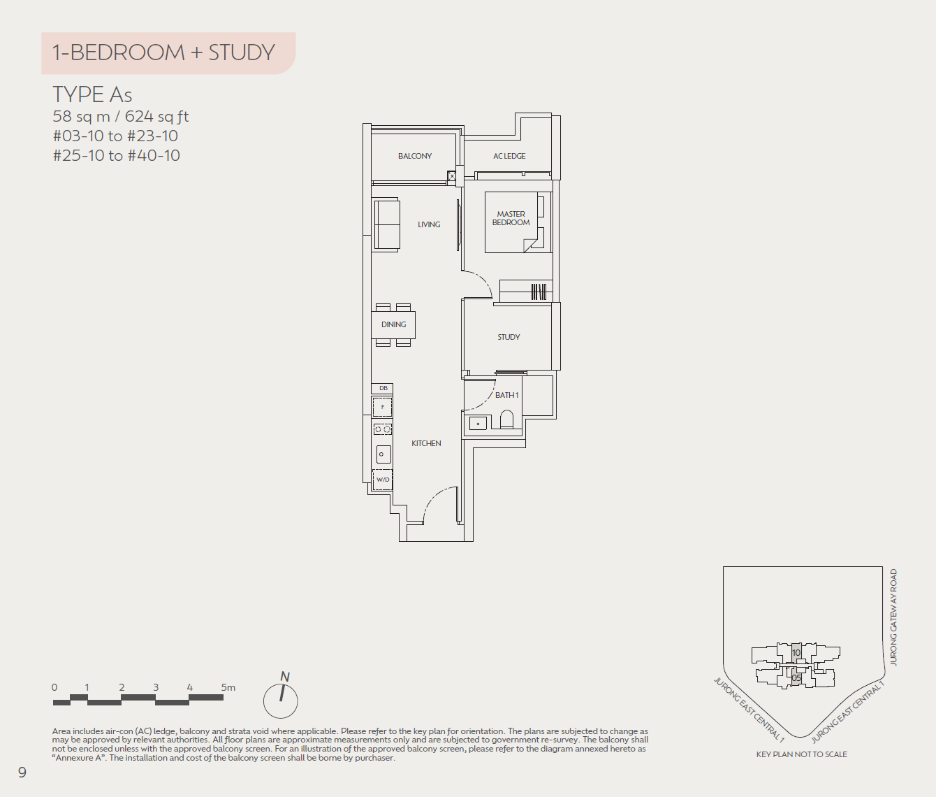 J'den 聚鼎 1 Bedroom+Study As