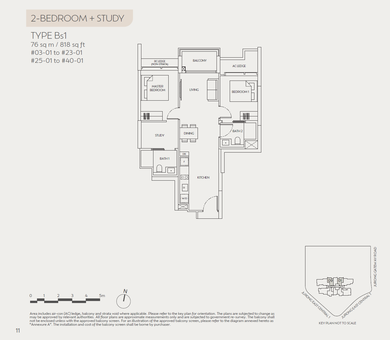 J'den 聚鼎 2 Bedroom+Study Bs1