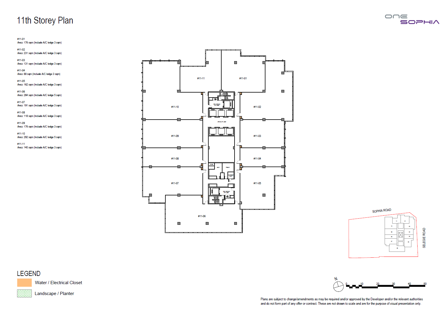 One Sophia Office 11th Storey Plan