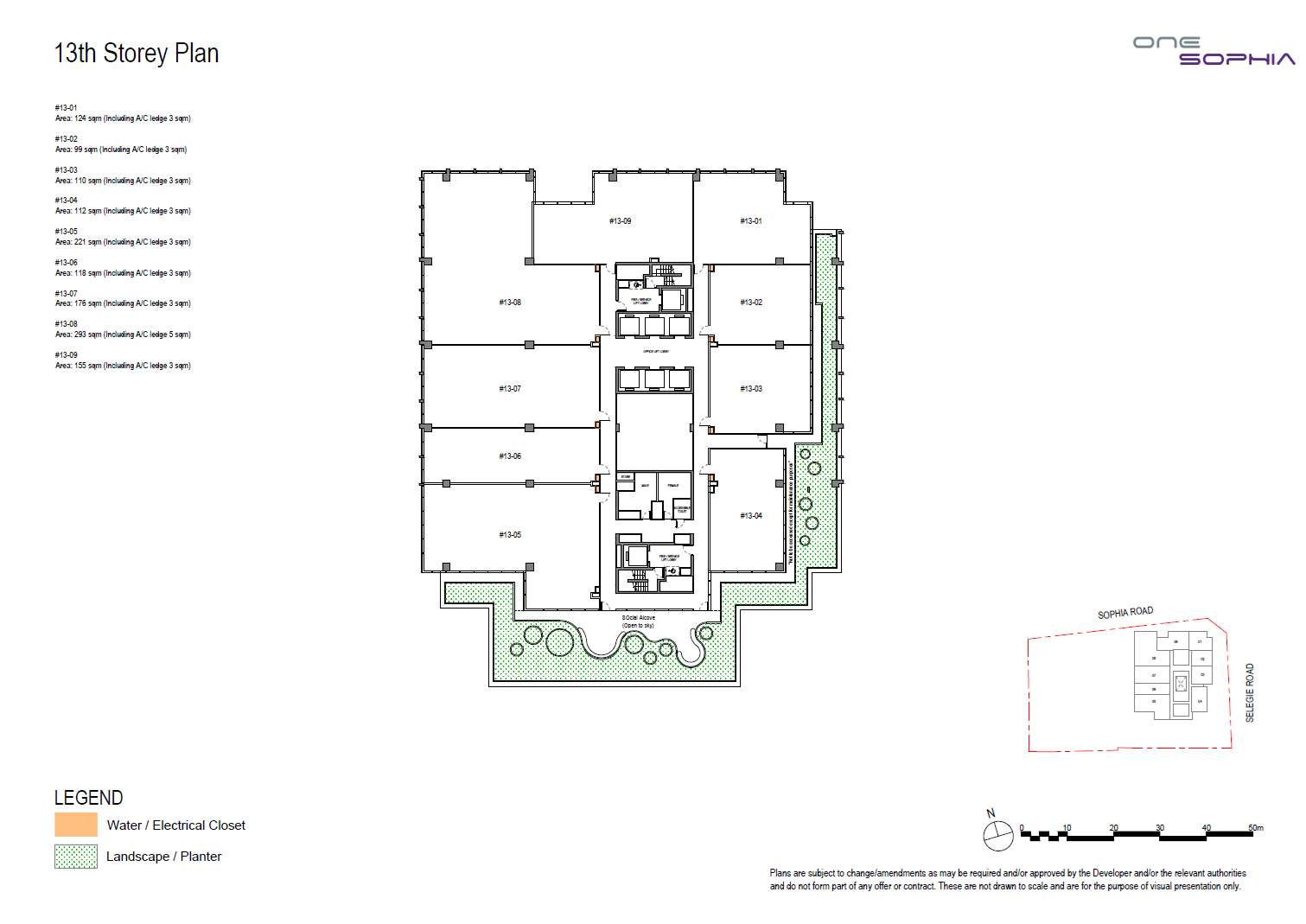 One Sophia Office 13th Storey Plan