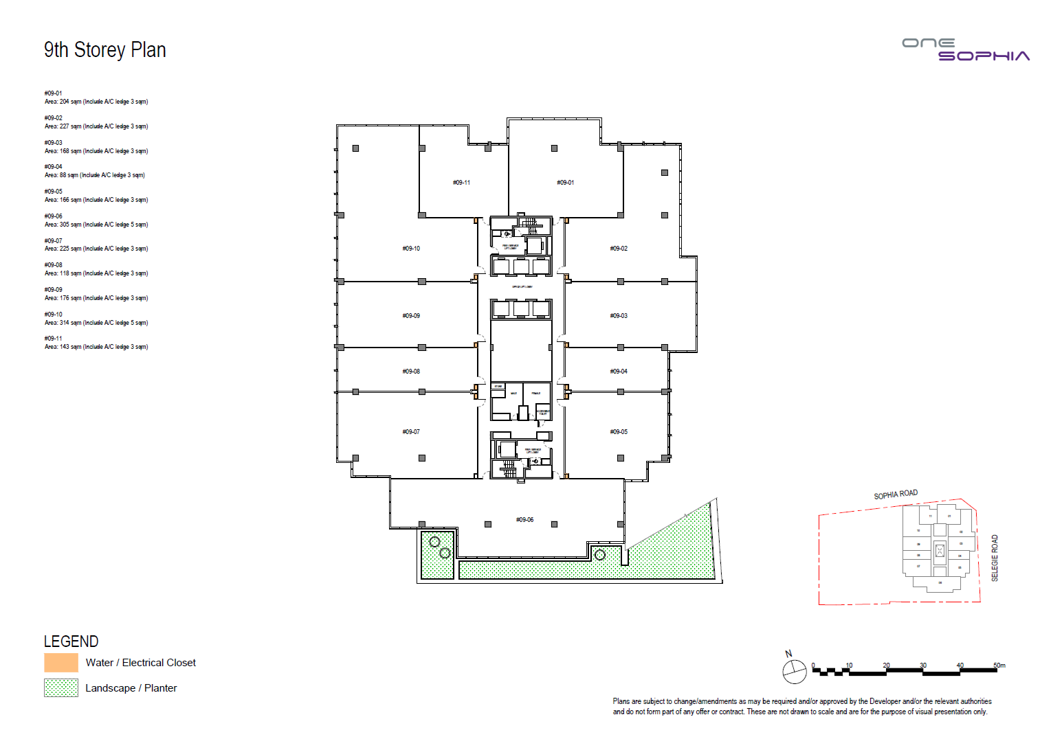 One Sophia Office 9th Storey Plan