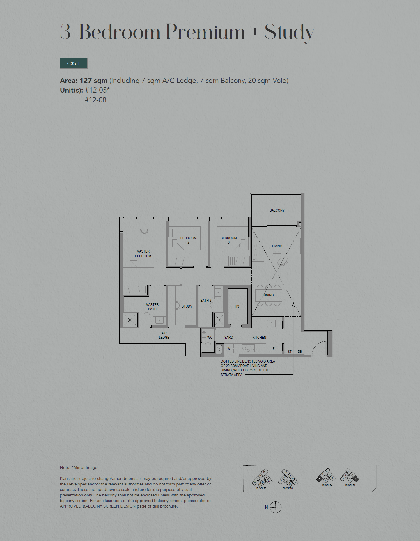 SORA 水岸华庭 3 Bedroom Premium + Study C3S-T