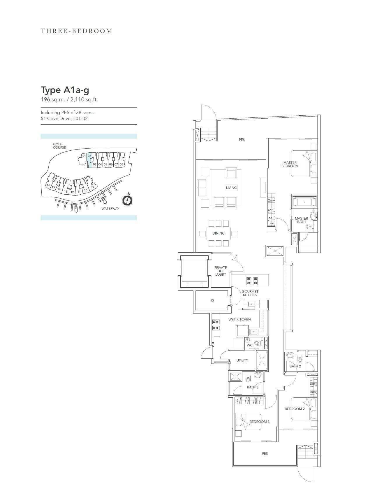 Turquoise 3 Bedroom A1a-g