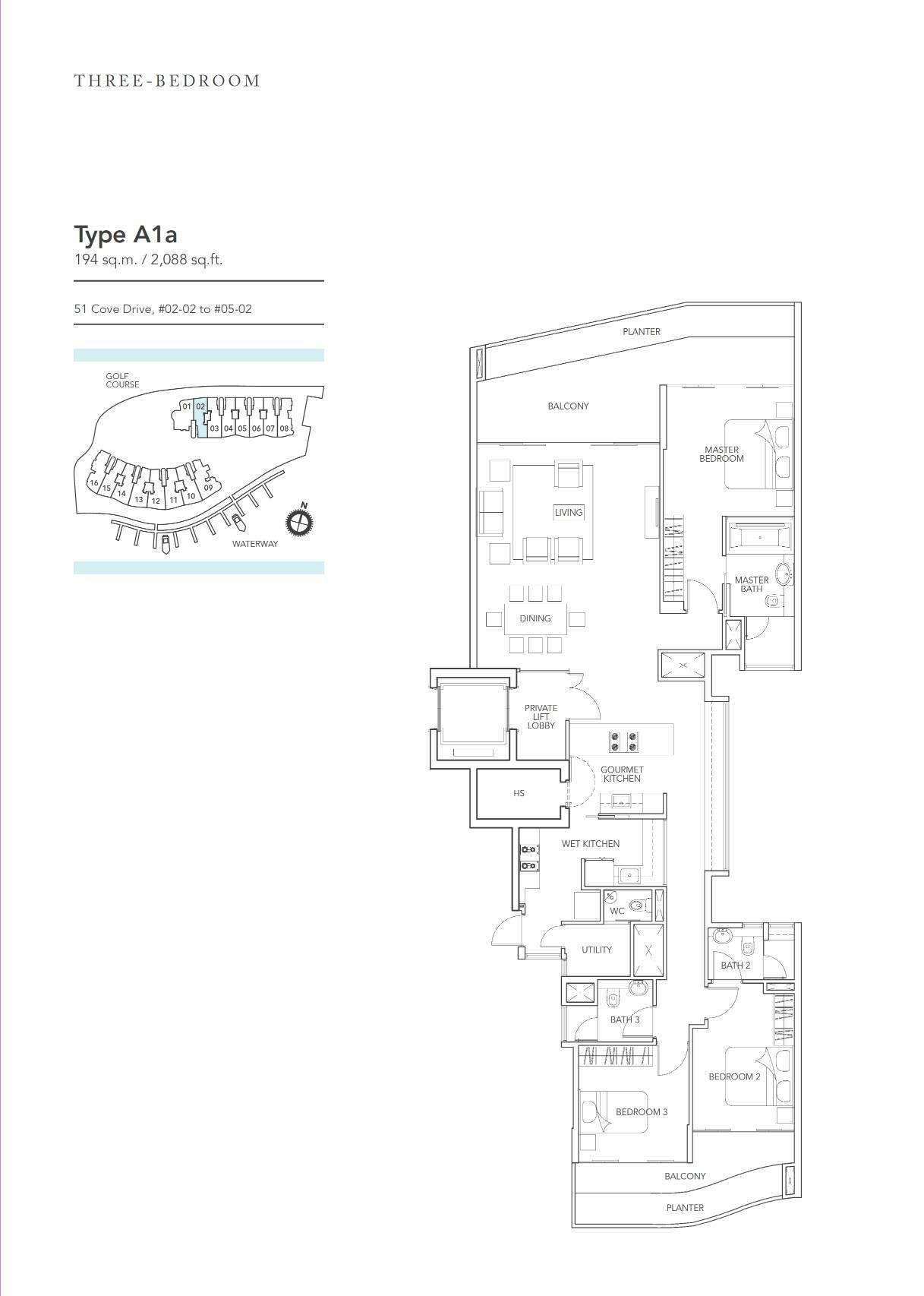 Turquoise 3 Bedroom A1a