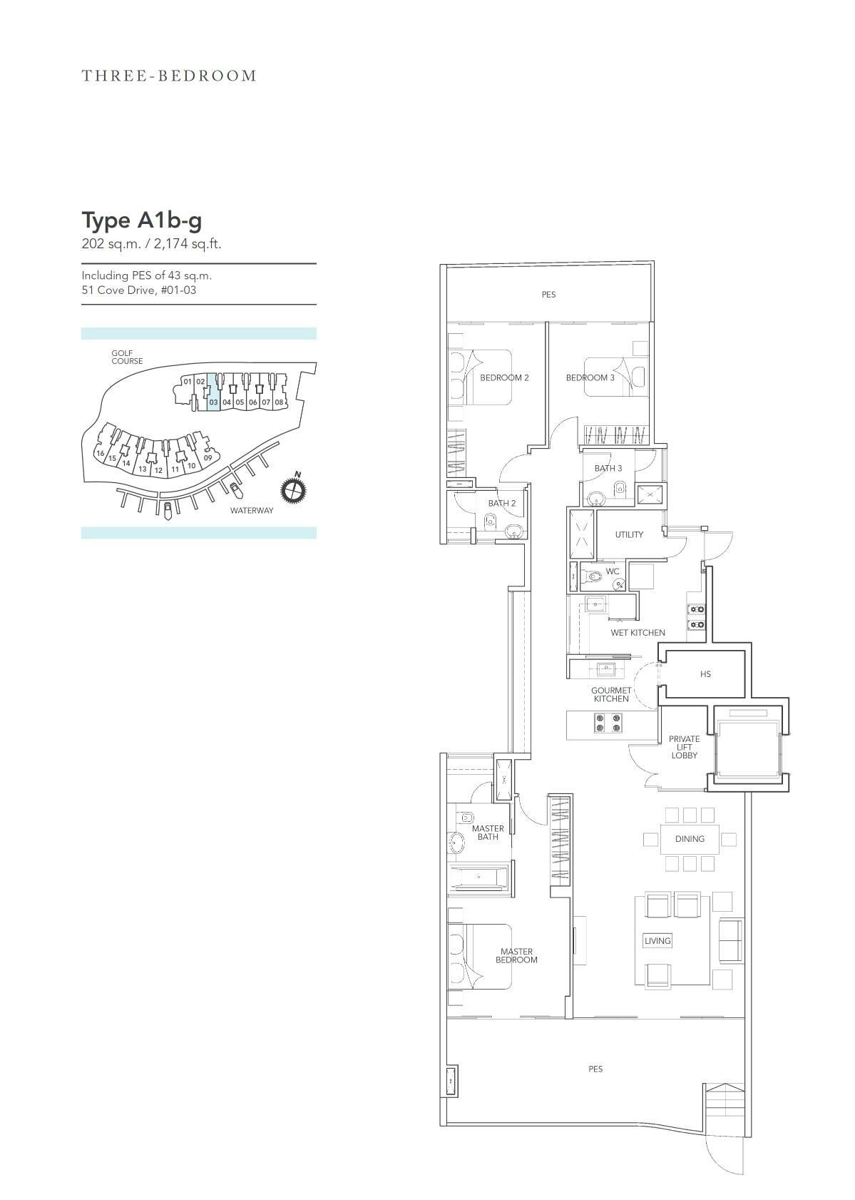 Turquoise 3 Bedroom A1b-g