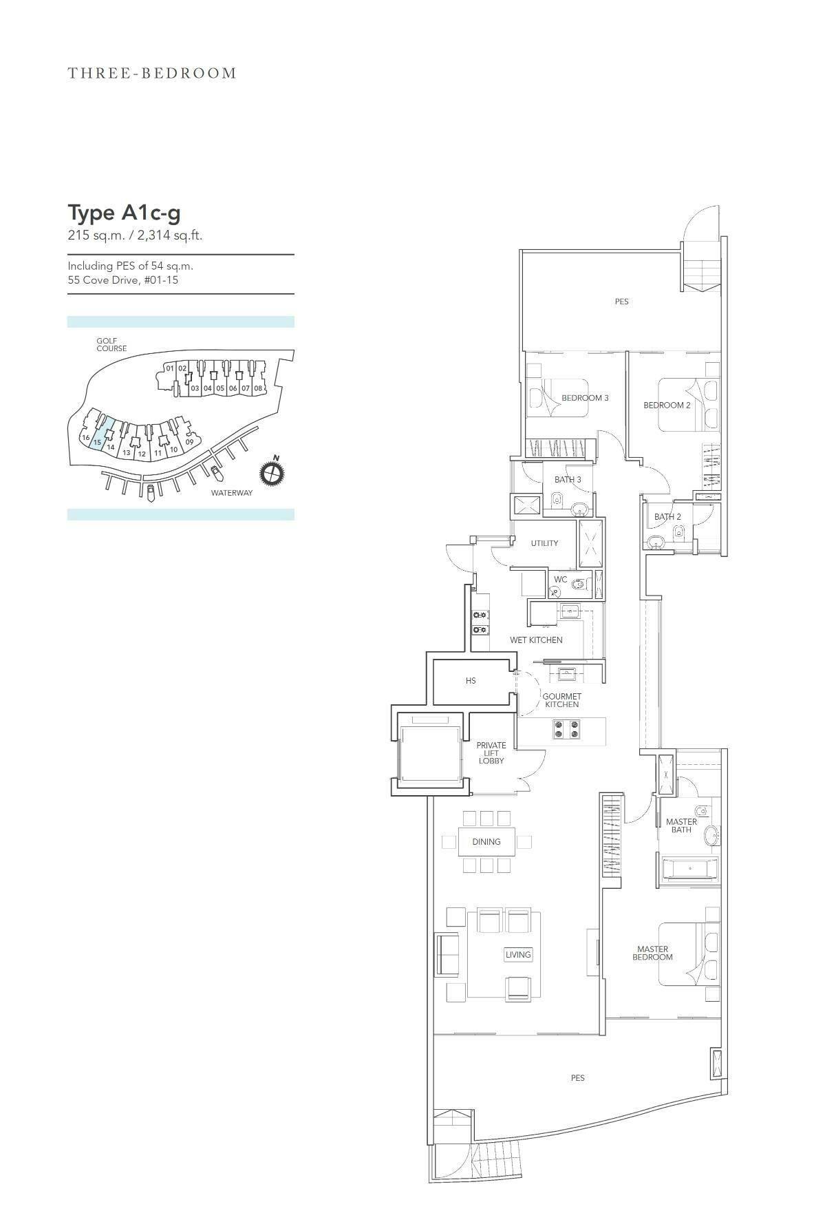 Turquoise 3 Bedroom A1c-g