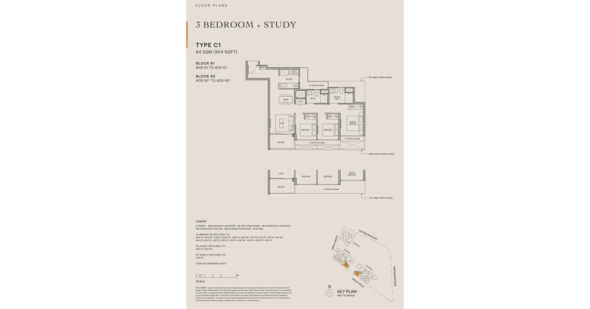 Bloomsbury Residences's Floor Plan | 3 Bedroom + Study [C1]