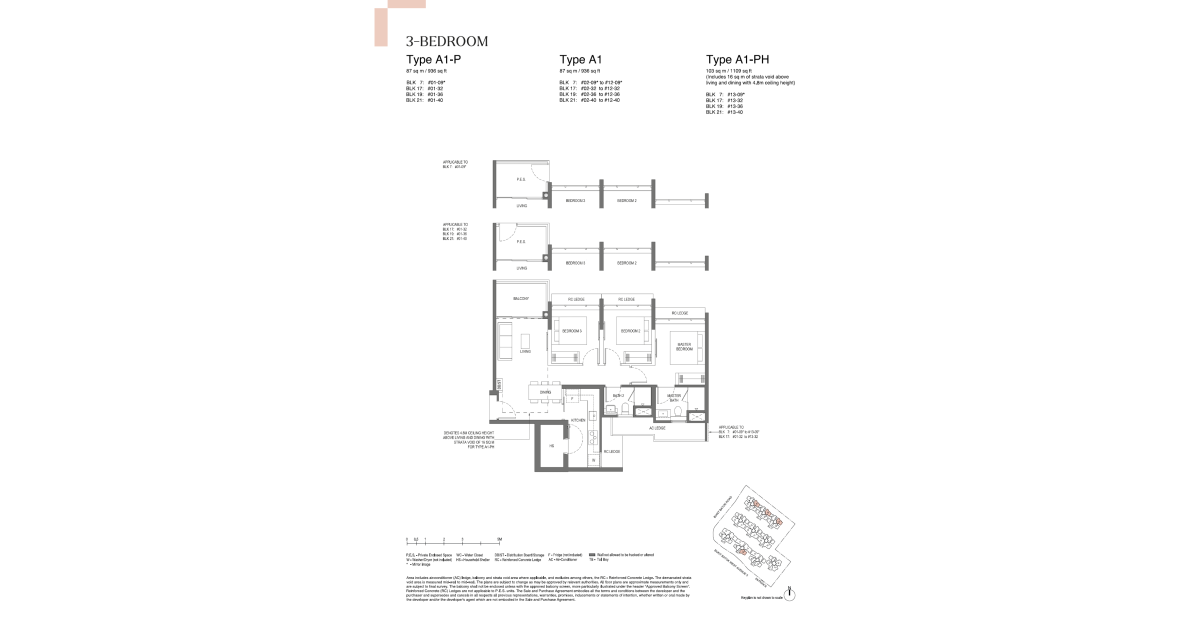 Lumina Grand's Floor Plan | 3 Bedroom [A1-PH]