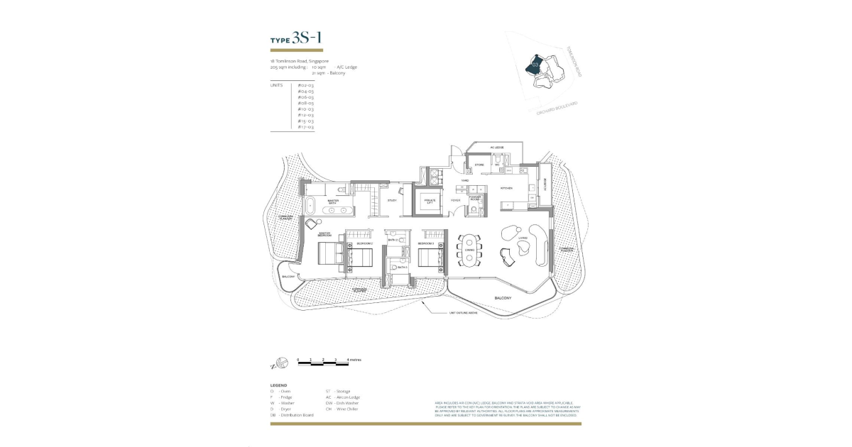 Park Nova's Floor Plan | 3br + Study [3S-1]