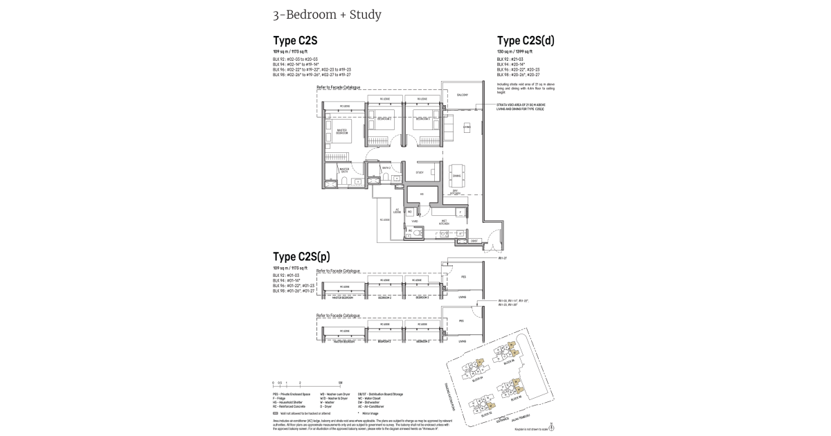 Tembusu Grand's Floor Plan | 3 Bedroom+study [C2S]