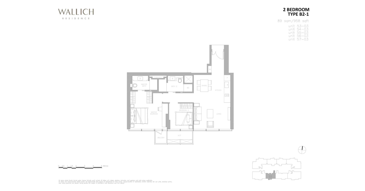 Wallich Residence's Floor Plan | 2 Bedroom [B2-1]