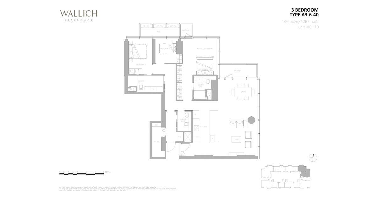 Wallich Residence's Floor Plan | 3 Bedroom [A3-6-40]
